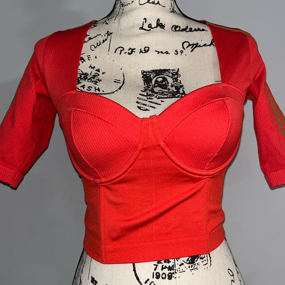 Pink and brown Ivy Park heart neckline crop shirt
